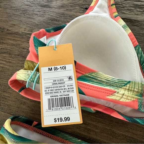 NWT Kona Sol Medium 8-10 Coral Floral Print Bikini Set Halter Swimsuit Swim New - Picture 5 of 7